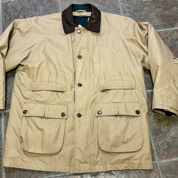 Gant Bomber Jacket L Men's Vintage Beige Leather Collar Removeable Lining..VGUC! - Picture 5 of 12